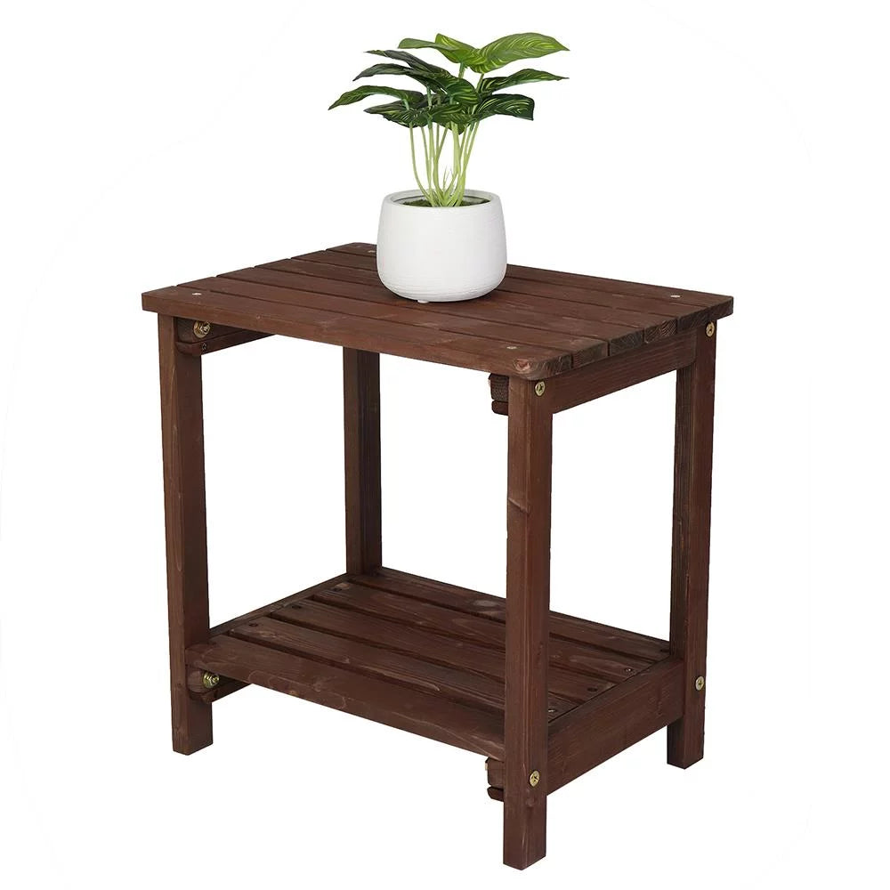 Light Brown 2 Tiers Wooden Side Table G382