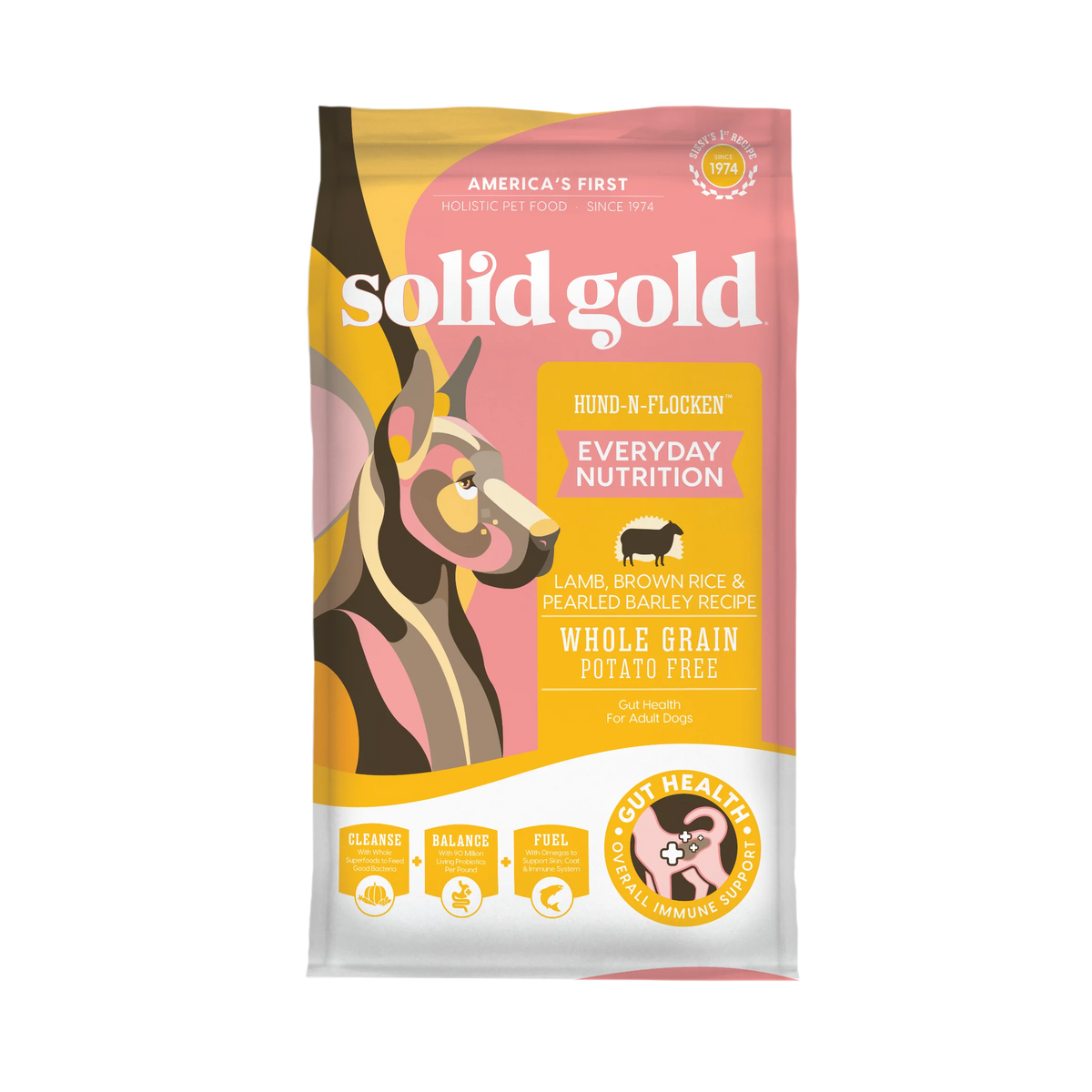 Solid Gold Hund-N-Flocken Holistic Adult Dry Dog Food, Lamb, 12lb. G769
