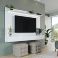 White Floating Entertainment Center with LED Strip, Drawers and Shelf L591