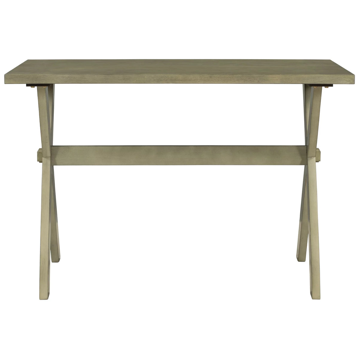 Farmhouse Rustic Wood Dining Table with X-shape Legs, Gray Green N770