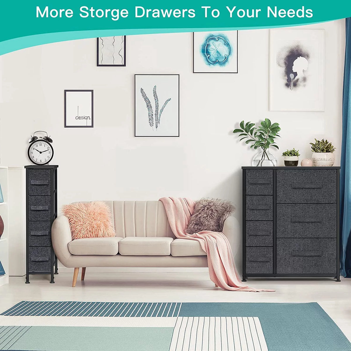 7 Drawer Fabric Storage Tower with Steel Frame L8941
