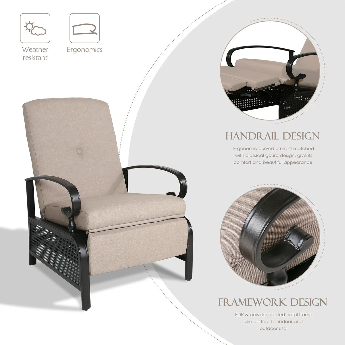 3 Pieces Metal Recliner Conversation Set C804