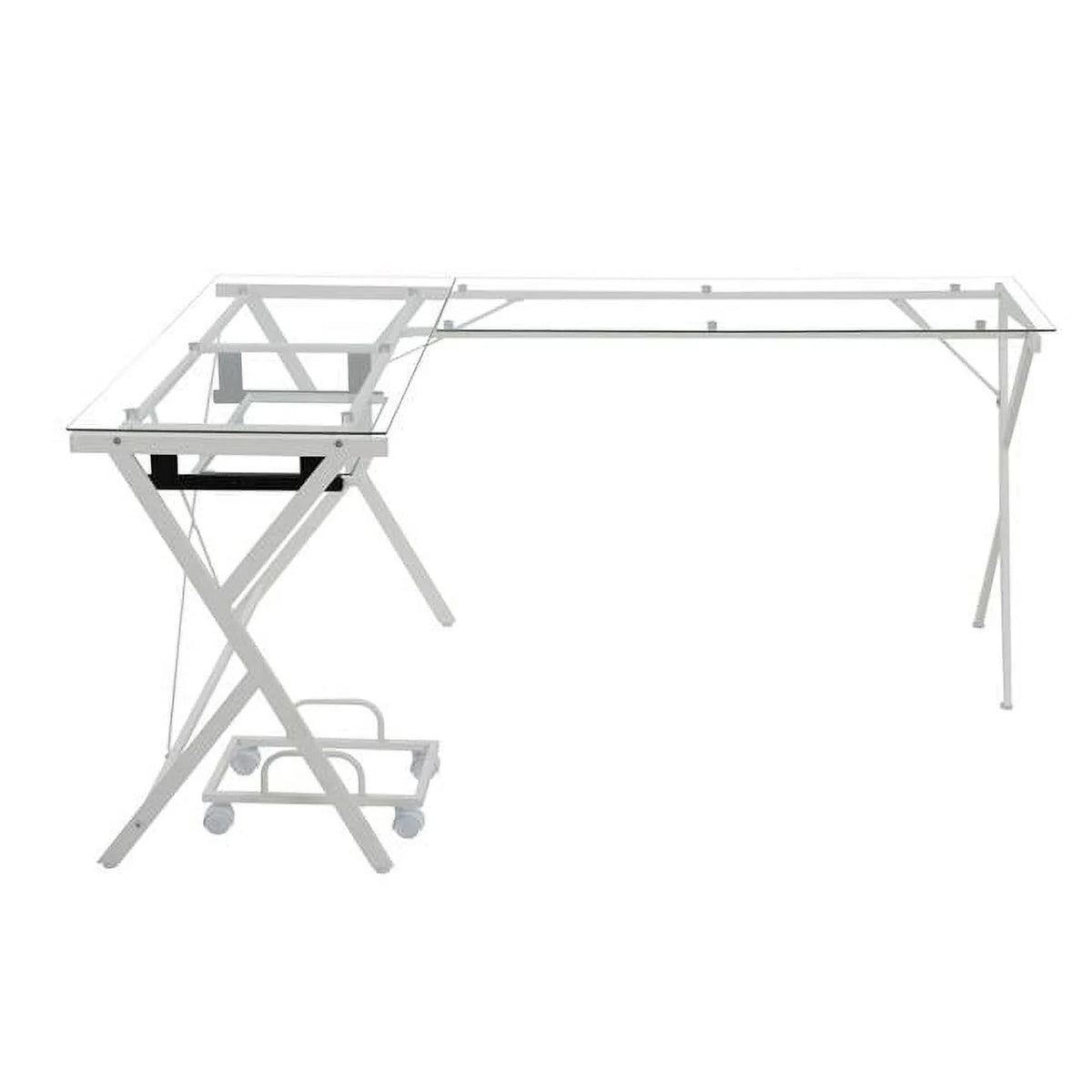 White Computer Desk with Glass Top & CPU Holder X77291
