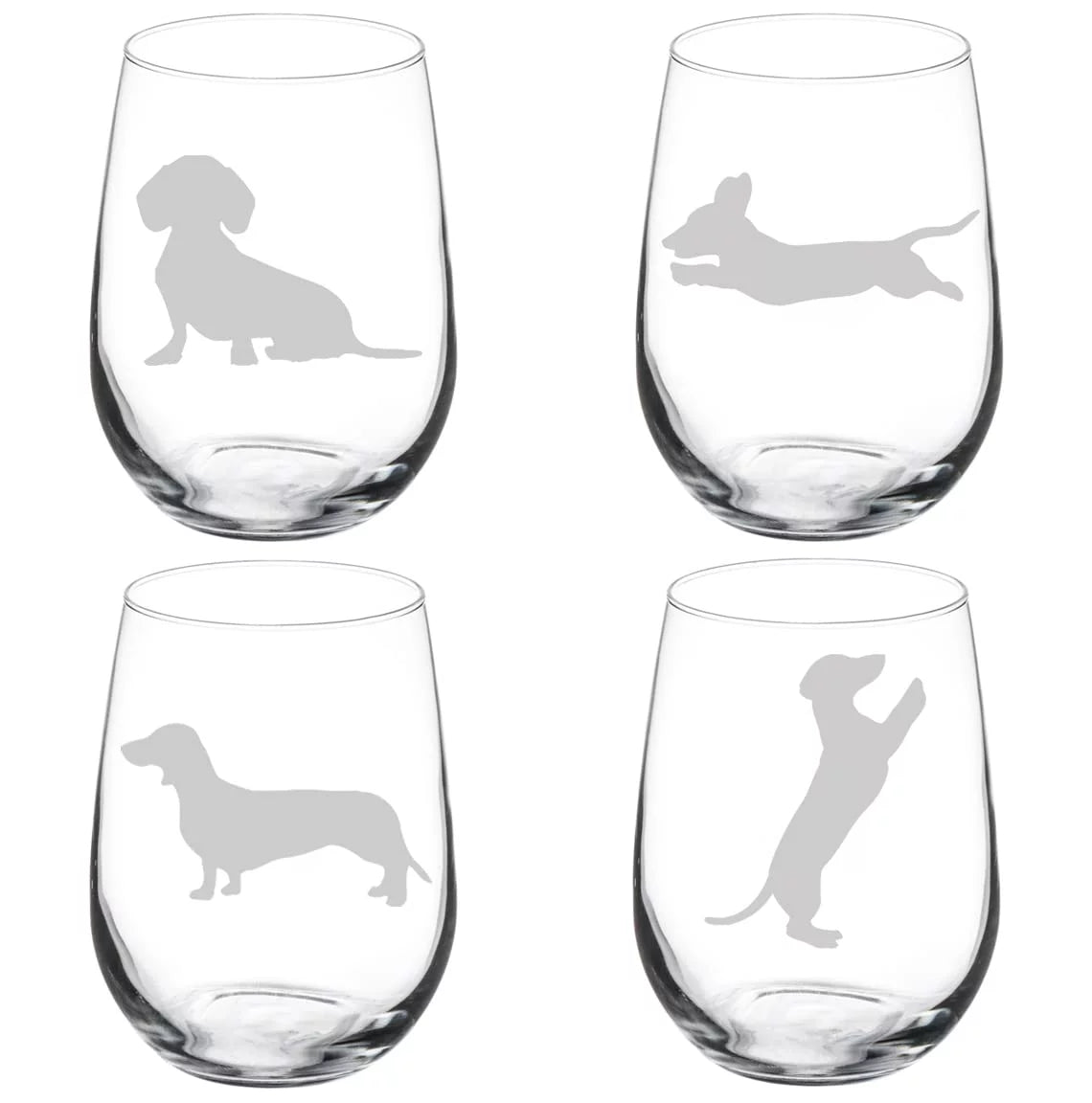 Set of 4 Stemless Wine Glass Goblet Z750