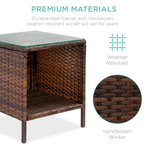 3-Piece Outdoor Wicker Bistro Set with Side Table K1912
